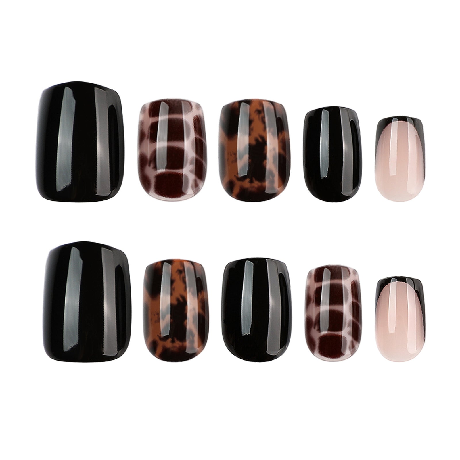 24pcs/Set Amber Tortoiseshell Crocodile Press On Nails