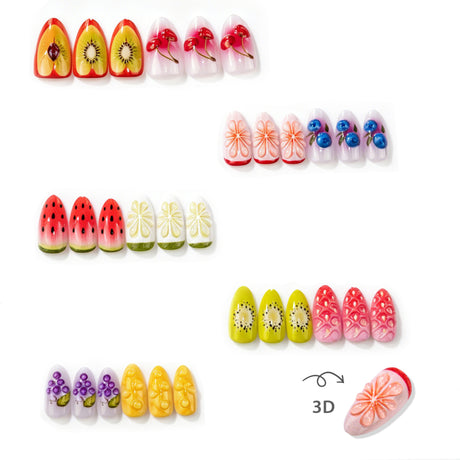 30pcs/Set 3D Cherry & Strawberry Press-On Nails