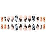 24pcs/Set Ghost Bat Pumpkin Press-On Nails