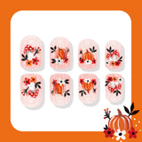 24pcs/Set Mushroom Pumpkin Floral Maple Leaf Press On Nails