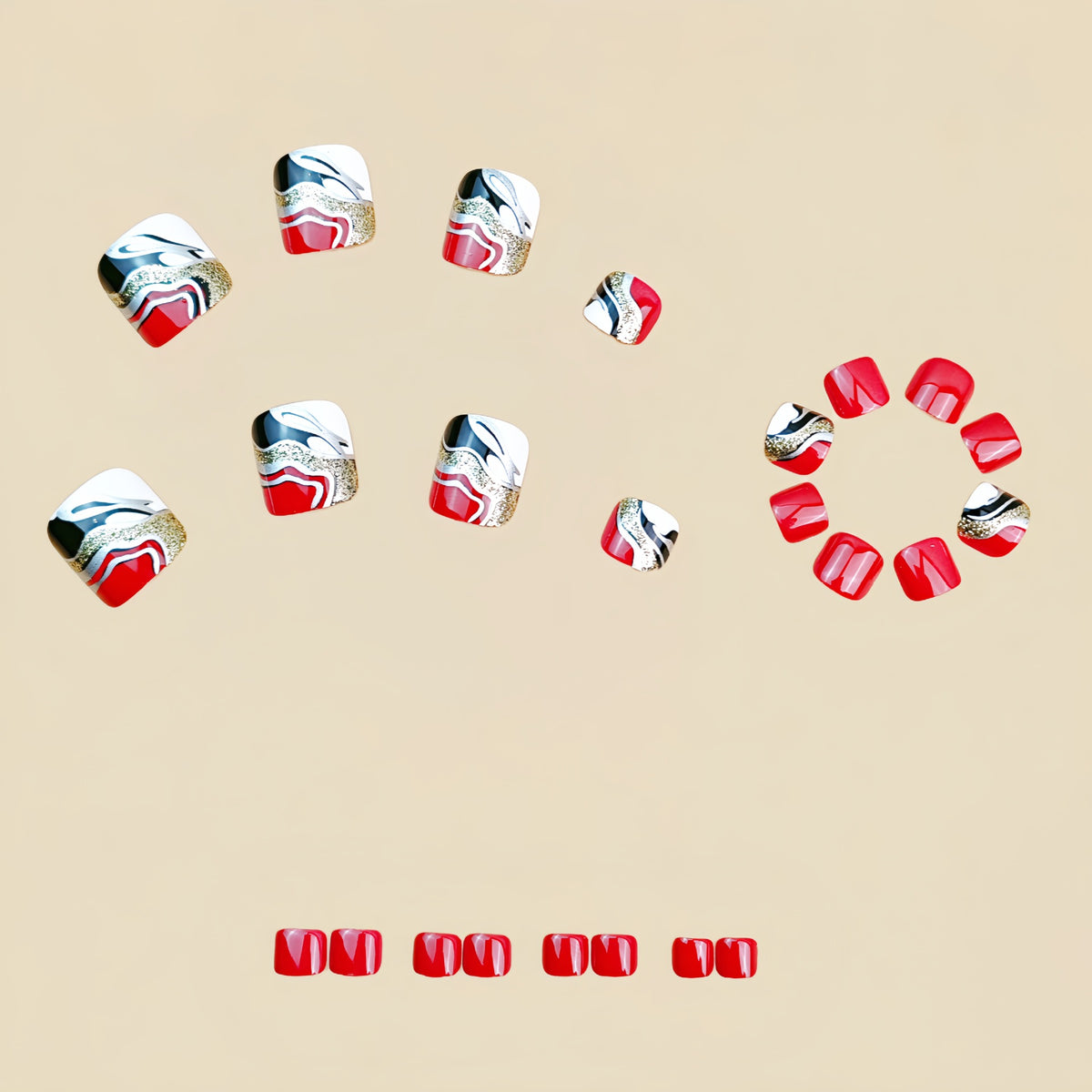 24pcs/Set Red Ombre Press On Toe Nails