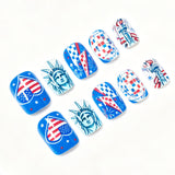 24pcs/Set Striped Lantern Ball & Statue of Liberty Press-On Nails