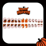 24pcs/Set Orange & Yellow Pumpkin Cute Ghosts Press On Nails