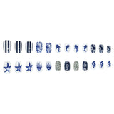 24pcs/Set Ocean Coral Wave Pattern Press-On Nails