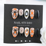 30pcs/Set White Ghost with Bow Press-On Nails