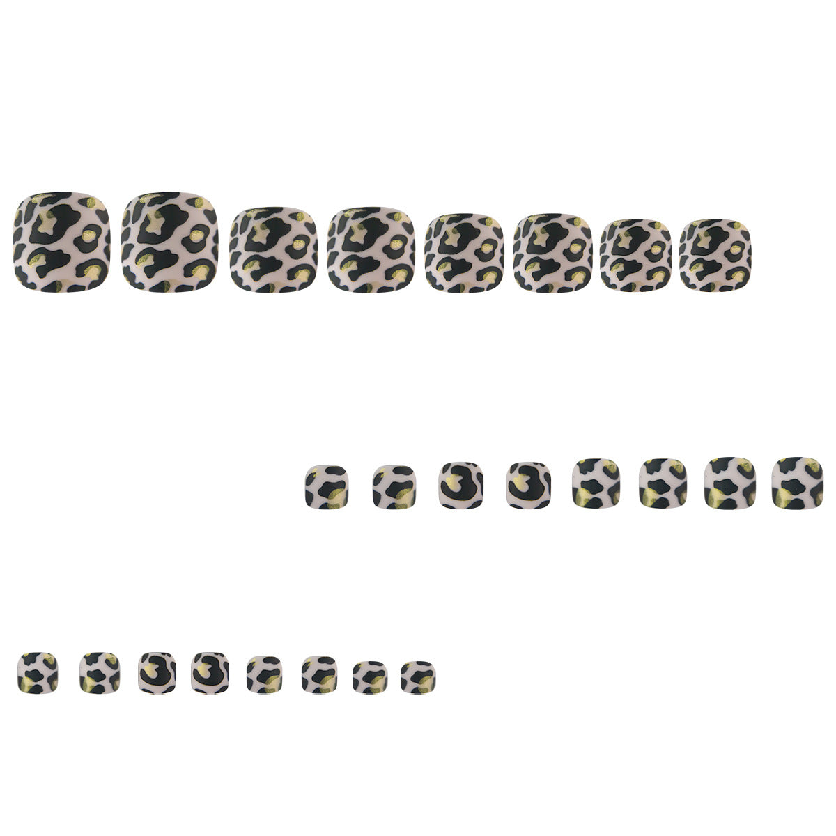 24pcs/Set Matte Leopard Print with Gold Foil Press On Toe Nails