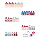 30pcs/Set Blue Ombre Floral Polka Dots Press On Nails