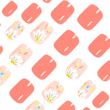 24pcs/Set White Floral Press-On Nails