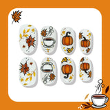 24pcs/Set Maple Leaf Pumpkin Coffee Brown Press On Nails