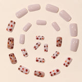 24pcs/Set Fall Brown Maple Leaves Press On Nails