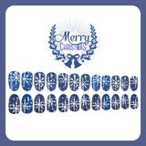 24pcs/Set Hazy Blue Cat Eye Snowflake Press-On Nails
