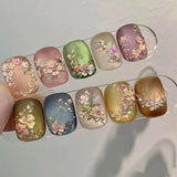 24pcs/Set Colorful Floral Press-On Nails