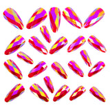 24pcs/Set Pink Diamond-Shaped Chrome Press-On Nails