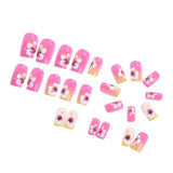 24pcs/Set Pink & Orange Ombre Hibiscus Flowers Press-On Nails