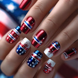 24pcs/Set Red and Blue Gradient Press-On Nails