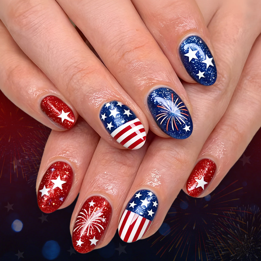 24pcs/Set Fireworks Star Glitter Press-On Nails