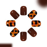 24pcs/Set Brown & Black Ombre Leopard Press On Nails