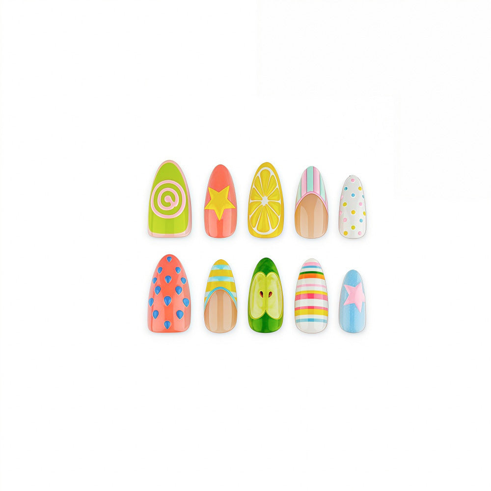 24pcs/Set Lemon Apple Star Press On Nails