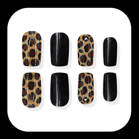 24pcs/Set Black Leopard Print Press On Nails