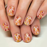 24pcs/Set Ombre Maple Leaves Press On Nails
