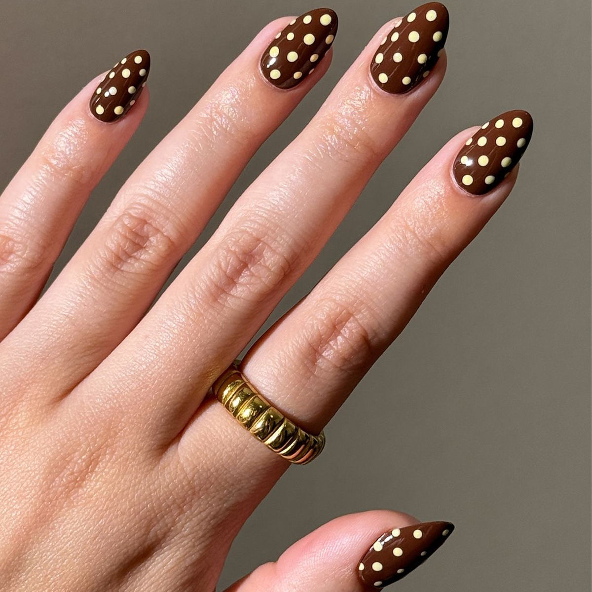 24pcs/Set Brown Polka Dots Press-On Nails