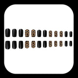 24pcs/Set Black Leopard Print Press On Nails
