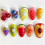 30pcs/Set 3D Cherry & Strawberry Press-On Nails