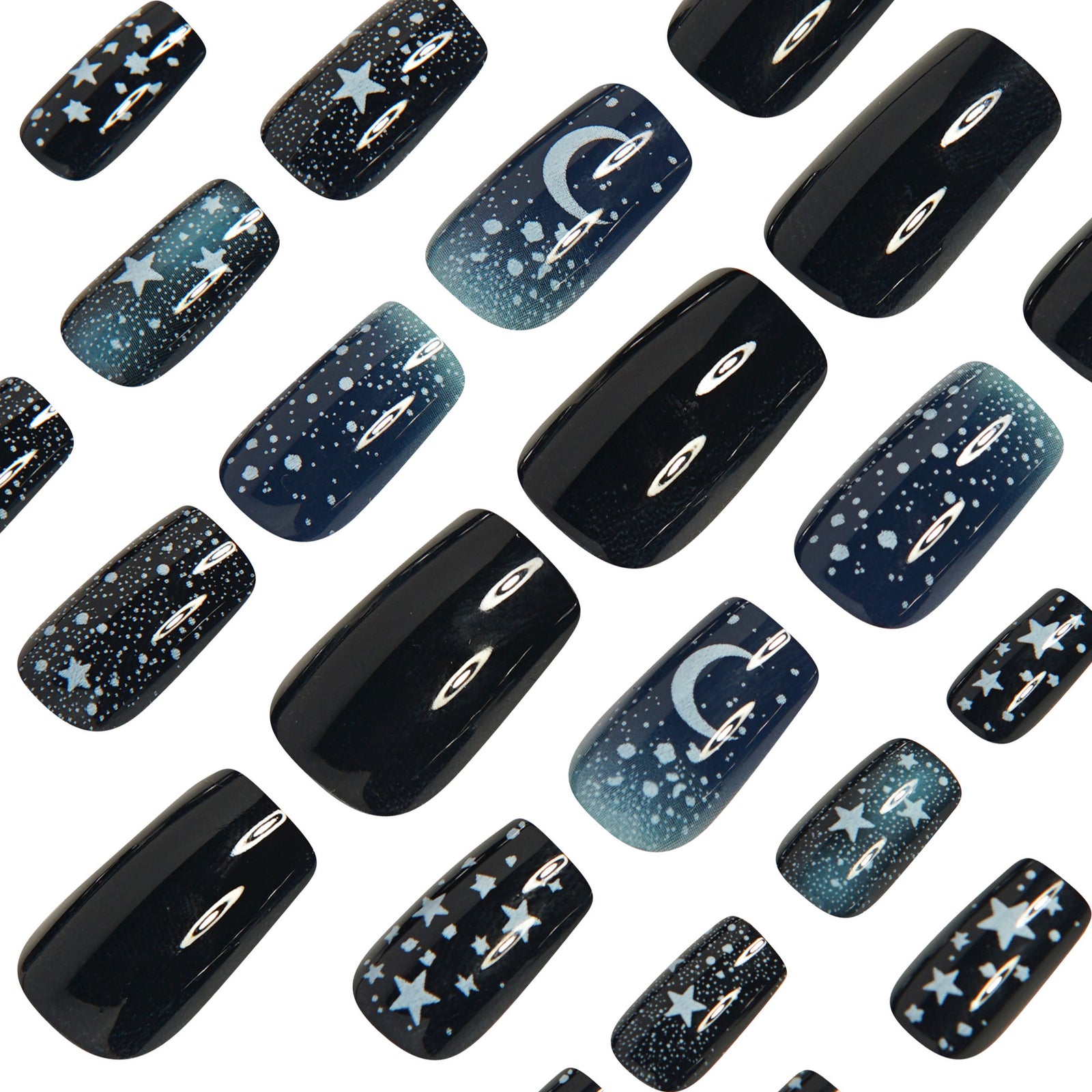 24pcs/Set Moon & Stars Night Sky Press-On Nails