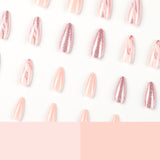 24pcs/Set Nude Pink Glitter Press-On Nails