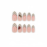 24pcs/Set Black & White Polka Dot Ladybug French Press On Nails