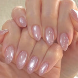 24pcs/Set Solid Pink Cat Eye Press On Nails