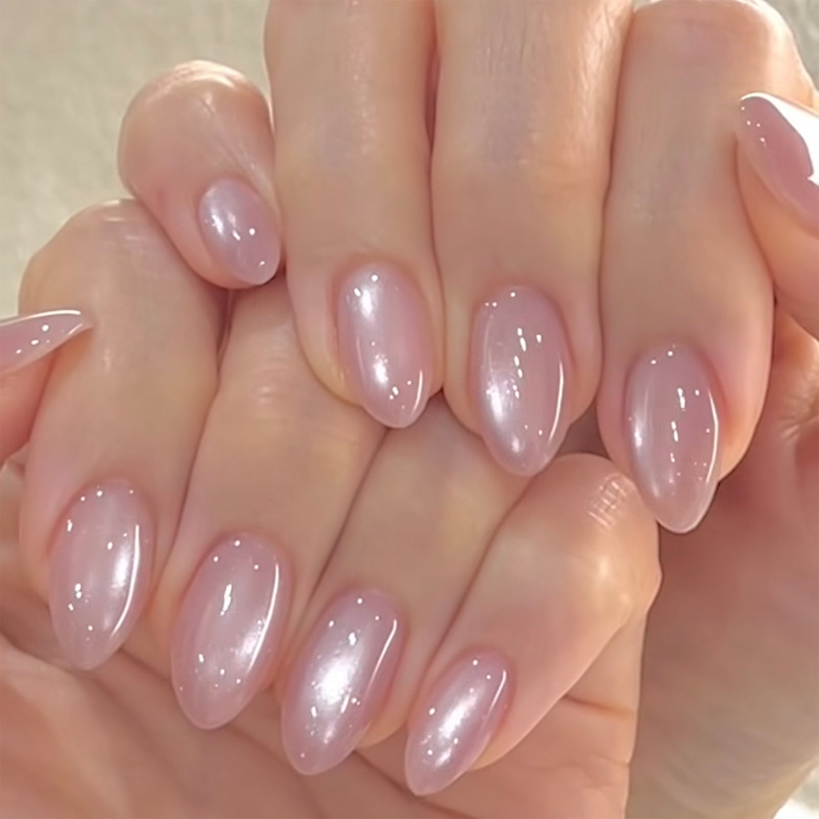 24pcs/Set Solid Pink Cat Eye Press On Nails