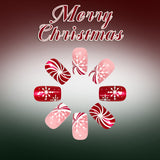 24pcs/Set Red Snowflake Bow Press On Nails