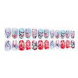 24pcs/Set Red Blue Split Color Star Letter Press-On Nails
