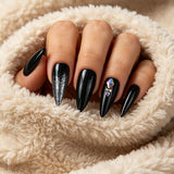 24pcs/Set Black & Pink Marble Press On Nails