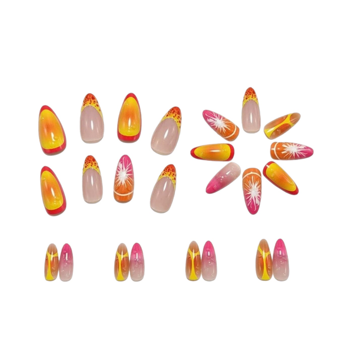 24pcs/Set 3D Orange & Pink Gradient Fruit Press-On Nails