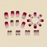 24pcs/Set ink Glitter Heart Press-On Nails