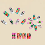 24pcs/Set Skull Cactus Sunflower Press-On Nails