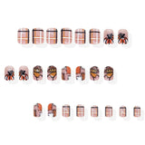 24pcs/Set Patchwork Scarecrow Pumpkin Press On Nails