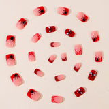 24pcs/Set Red Spider Web French Press On Nails