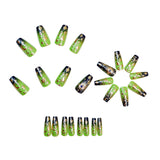 24pcs/Set Green Gradient Stars & Moon Press-On Nails