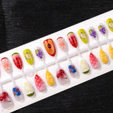 30pcs/Set 3D Cherry & Strawberry Press-On Nails