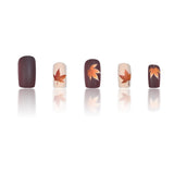 24pcs/Set Matte Brown Maple Leaves Press On Nails