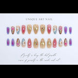 24pcs/Set Rose Pink Ombre 3D Flower Press-On Nails