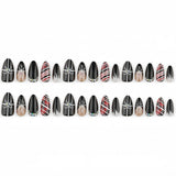 24pcs/Set Bow & Snowflake Stripes Press-On Nails
