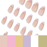 24pcs/Set Colorful Floral French Tipss Press-On Nails