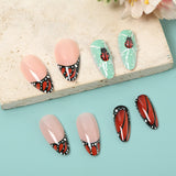 24pcs/Set Ladybug & Dewdrops Press-On Nails