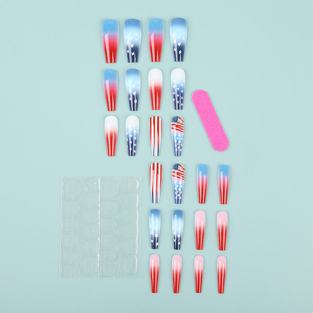 24pcs/Set Flag Stripes Press-On Nails