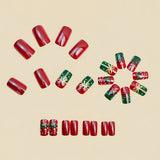 24pcs/Set Red Square Gift Box Press On Nails