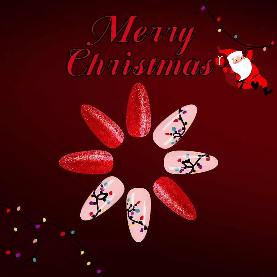 24pcs/Set Colorful String Lights Press On Nails